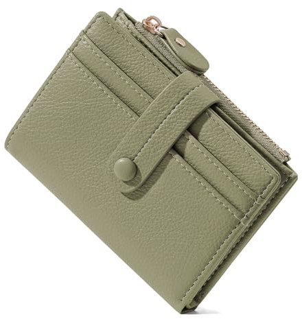 Mexgcom Cartera de Cuero PU para Mujer Monedero, Mini Ladies Pequeña Billetera con Cremallera y Blindaje RFID, Cartera Mujer Pequeña con Bolsillo de Cremallera Billetera Regalo (Verde)