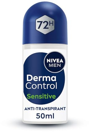 NIVEA MEN - Bille Masculin Derma Control Sensitive - Déodorant Homme 72H Anti-Transpirant Aisselles - Acide Hyaluronique - Anti-Irritations - 0% Alcool - Peaux Sensibles - Protection Active - 50 ml