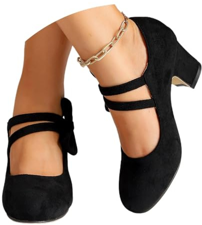 Scarpe tradizionali da donna, nero, grigio, piatto, blu, beige, décolleté da donna, con tacco largo, elegante e piccolo, primavera, per cinghie, Dirndl