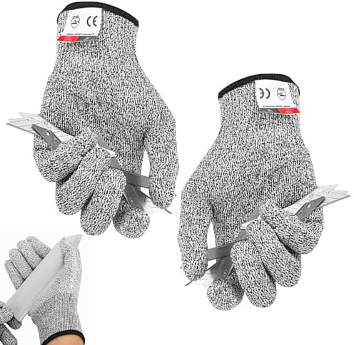 Skärbeständiga skyddshandskar – nivå 5 anti-skurna arbetshandskar, flexibla och starkt handtag, maskintvättbara, bekväm design, högpresterande skydd, perfekt för precision