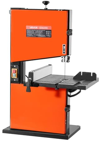 VEVOR Bandsäge, 229 mm, Holzbandsäge mit 373-W-Motor (1/2 PS), 90 mm Schnitthöhe, 300x300 mm Alu-Gusstisch, mit 360°-Arbeitsleuchte, Gehrungsanschlag, Parallelanschlag, für die Holzbearbeitung