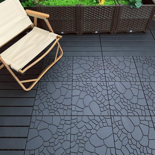 Mixtric Verbund-Terrassenfliesen, 44-Teiliges Terrassenbelag-Set 12x12 GroßE, Wetterfeste Verbund-Terrassenfliesen FüR Den AußEnbereich Wasserfeste Terrassenplatten,A