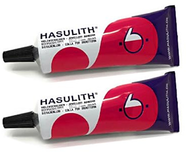 HASULITH - Colla per gioielli – 30 ml | Speciale creazione e riparazione | trasparente, resistente e flessibile, ideale per strass, metallo, perle, tessili, qualità professionale, confezione da 2 tubi
