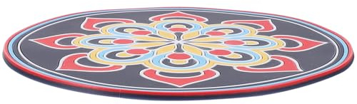 HOMSFOU Tappetino per Ciotola Sonora da Meditazione Mandala Blu Scuro, Cuscino Arrotondato Ricamato Antiscivolo per Campane Tibetane, Accessorio per Pratiche Buddhiste e Terapia del Suono
