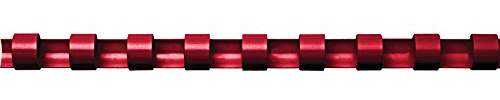 Fellowes Binderücken für Plastikbindung, 6 mm Durchmesser, 21 Ringe, für A4 Dokumente, rot, Packung mit 25 Stück