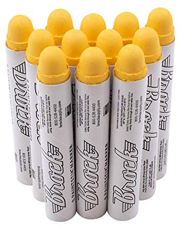 12 Pc Box Yellow Brock B Paintstiks Crayon Marks Water Oil Dirt Extreme Temp Paint Stick Chalk for Auto Tire Construction Fabric Lumber