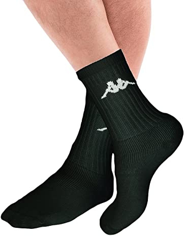 Kappa 6 Paia Calze Calzini Tennis in Spugna In Cotone Ring MOD. K002 (42/44, Nero)
