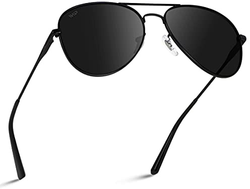 WearMe Pro - Polarized Pilot Style Classic Aviator Sunglasses (Full Black)
