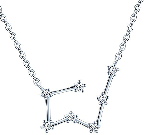 MicVivien Collana Donna Argento 925 Zirconia Cubica con Ciondolo 12 Costellazione, Oroscopo, Stella, Segno Zodiacale Collana con Pendente Gioielleria