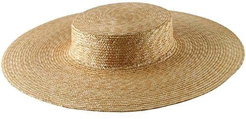 Classic Italy - Cappello a Falda Larga Tesa Larga Donna Canotier Capeline Luxe - Size 57 cm