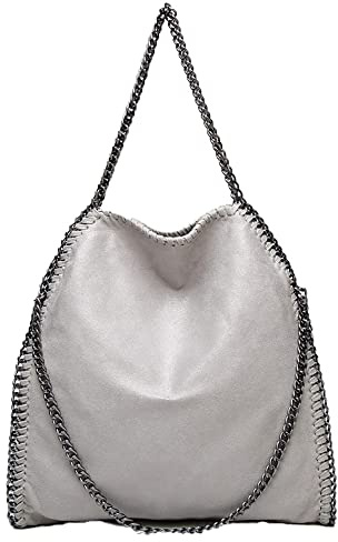 ZIYUEZIKUN Sacs à bandoulière pour femmes dames chaîne sac à bandoulière sac à chaîne sacs pour dames sac à main décontracté grand sac à bandoulière Hobo (gris)