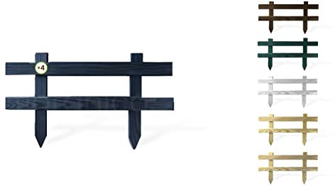 Floranica Kleiner Gartenzaun 4 stk. 30 cm x 50 cm Anthrazit Mini Steckzaun Zierzaun Friesenzaun Lattenzaun zum Stecken Vorgartenzaun Beetzaun Kiefernholz imprägnier