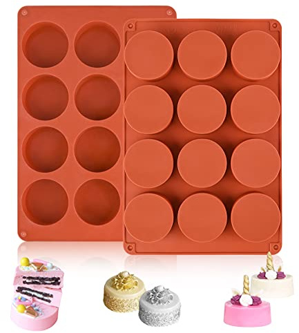 Round Chocolate Cookie Molds, 2PCS SAKOLLA Cylinder Silicone Mold for Chocolate Covered Oreos, Cake, Candy, Pudding, Mini Soap