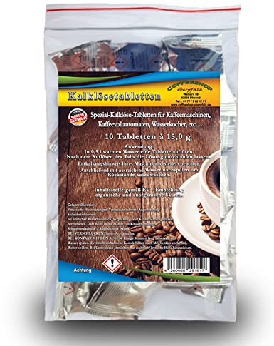 10 Entkalkungstabletten für Kaffeevollautomaten │ Entkalker-Tabs je 15g