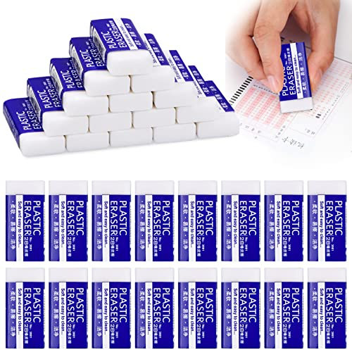30 Pcs Gommes Blanches en Plastique, 2B Gomme Douce et Durable, Gomme à Effacer, Gomme Crayon, pour écoles, Croquis, Peintures, Beaux-arts, Bureaux (3.8 * 1.8 * 0.8cm)