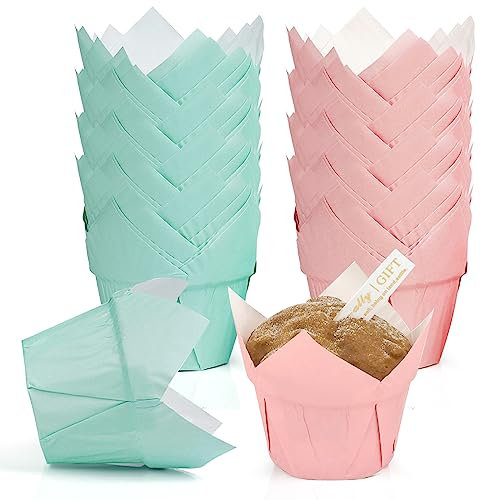 Caissettes Cupcake, 100 Pièces Caissette Muffins Papier Tulipe Caissettes de Pâtisserie Moule Cupcake Papier Décoration Caissette Cupcake pour Les Mariages Fêtes