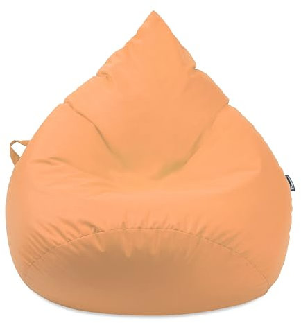 Droplet-Lounge Tropfenform Sitzsack mit Füllung | für Kinder Erwachsene | Indoor & Outdoor geeignet | Wasser-& Schmutzabweisend | Sitzkissen Bodenkissen Beanbag (XL Durchmesser 70 cm, Orange)