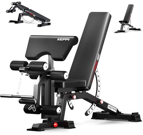 KeppiFitness Adjustable Weight Bench, Bench3000 MAX Heavy Duty Workout Bench Press with Leg Extension and Preacher Pad for Home Gym Fitness, Flat Incline Decline Sit Up Bench