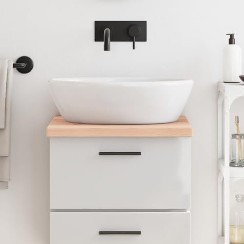 LAPOOH Piano Bagno 40x60x4 cm in Legno Massello Non Trattato,Piano Bagno,Top Bagno Piano per Lavabo da Appoggio,Piano Lavabo Bagno(SPU:3156003)