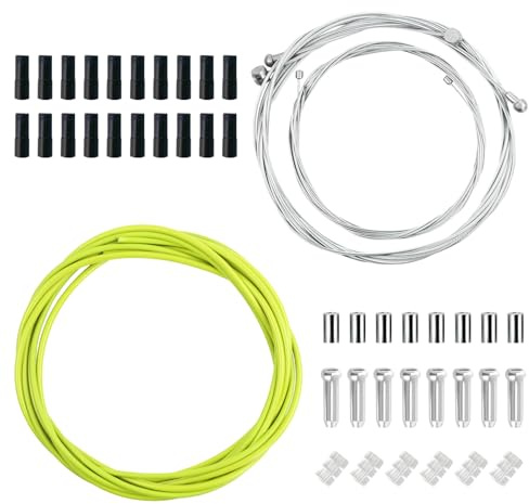 Câbles et Gaines de Frein Vélo Universel 2.5M, Boîtier de Câble de Changement de Vitesse 2M, 1.1/1.7M Câble de Frein Avant Arrière, 1.55/2.1M Câble de Dérailleur pour Vélo de Montagne Route (Vert)