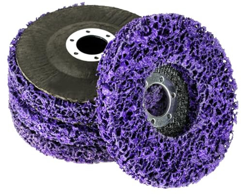 Adiwo 4 Piezas Discos de Limpieza Gruesos, 115 mm Discos de Limpieza para Amoladora Angular, Disco de Lijado CSD Púrpura, Disco Pulido Amoladora, para Eliminación Oxido Pintura Descamación Limpieza