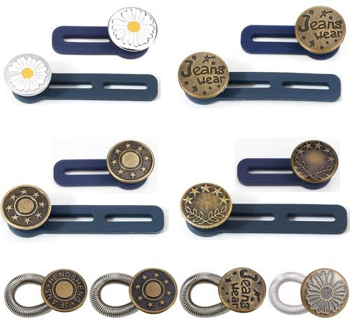 Hosenbunderweiterung Knopf, Taille Extender Elastischen Knopf, 12 Stück Taille Extender Knopf, Taille Extender Metall Einziehbare Button, Button für Damen Herren Jeans Jeansrock Umstandshose