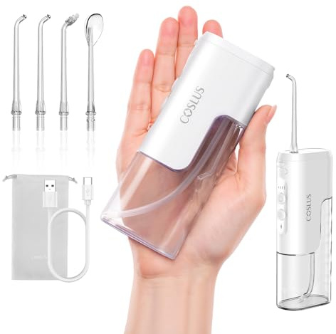 COSLUS T40 Mini Water Flosser for Travel, Portable Compact Design, White