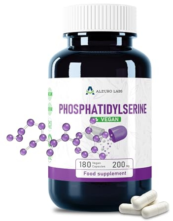 Alzuro Labs Fosfatidilserina | 200 mg | 180 Capsule Vegane | da Girasole, senza Soia | Scorta 6 Mesi | GMP & Testato da Laboratorio Indipendente