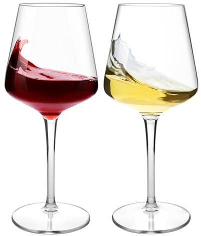 HAHASHOW Copas de Vino Tinto de Plástico Tritan Irrompibles Transparentes,445ml Juego de Vasos de Vino Inastillables Aptos Para Lavavajillas,Restaurantes y Fiestas, Juego de 2