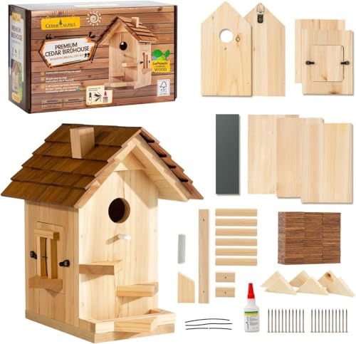 2025 New Premium Wooden Bird House Kit - Birdhouse for Outside - Build it Yourself Birdhouse Kits for Adults to Build - Woodworking Adult Crafts & DIY - Easy Open for Cleaning