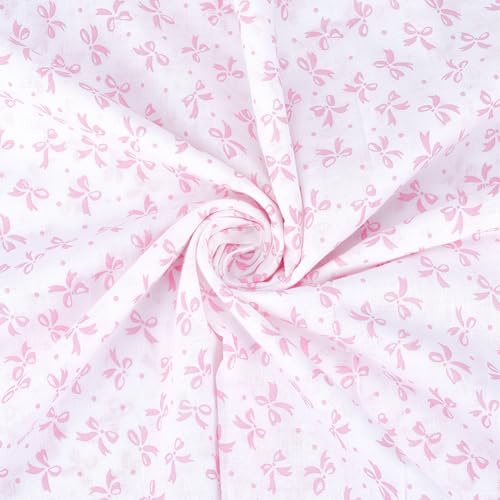 PH PandaHall Tissu Nœud Papillon en Coton Tissus Imprimés Nœuds Roses 1.6x1m Tissus à Coudre Nœud Joli Tissu Décoratif pour Vêtements Quilting Patchwork Décoration Extérieure Loisirs Créatifs
