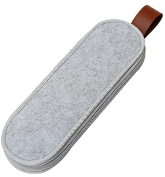 MOKKHNB Pochette de Rangement pour Couverts en Feutrine Imperméable, Format Rond Gris Clair, pour Couteaux, Fourchettes et Pailles, pour Pique-niques et Camping en Plein Air, Légère