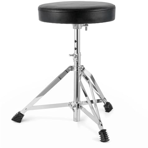 CROWNSHOP Drum Stool Adjustable Piano Stool Folding Drum Throne with Music Guitar Keyboard Stool Throne Piano Chair Padded Seat Piano Chair for Music Guitar Keyboard (Silver（40-50） x27.5cm)