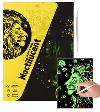 Carta da gratta e - Set luminoso 4 biglietti da grattare fatti a mano, divertenti biglietti A4 con grafiti artistici con paesaggi e animali | Forniture creative per giocattoli artigianali Doodl