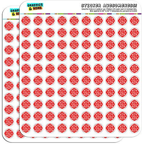 Firefighter Firemen Maltese Cross Red 1/2 (0.5) Planner Calendar Scrapbooking Crafting Stickers - Opaque