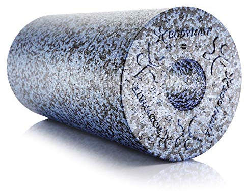 BODYMATE Rouleau de Massage pour fascias Extra Dur, Bleu/Gris + E-Book Gratuit - Différentes Longueurs