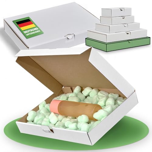 smiley pack 25 Maxibriefkartons 350 x 250 x 50 mm weiss (25 Stück) DIN A4+ Maxibrief Versandkarton Warensendung Büchersendung mit Steckverschluss