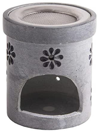 Berk Räucherstövchen mit Edelstahlsieb Zartes Blümlein, ST-199 aus Speckstein Naturstein für Körper, Geist und Seele