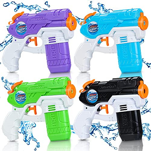 lenbest 4 Pack 150ml Pistolet a Eau - 10m Longue Distance Petit Pistolets et Fusils à Eau - Puissant Adulte Enfants- Jouet Plage Piscine Fête d'été