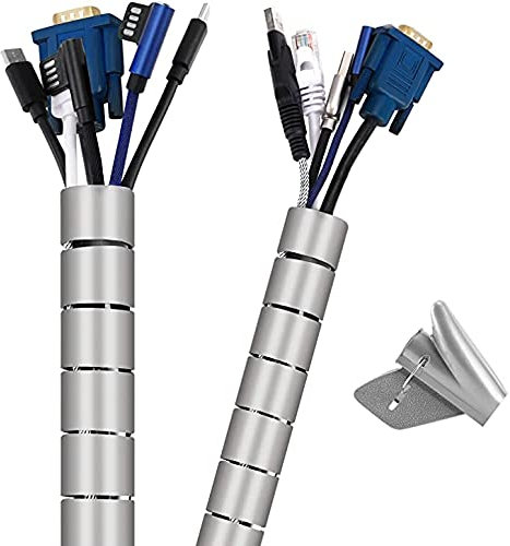 Organizador de Cables/Organizador Cables/Recogecables/Recoge Cables 2Metros 16mm/Tubo Recogecables 2Metros 16MM (Gris)