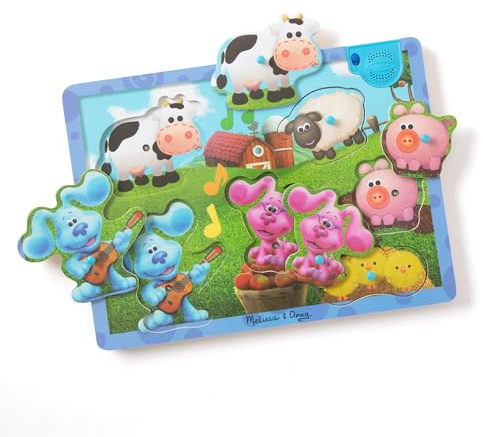 Melissa & Doug Blue's Clues & You! Rompecabezas de Sonidos, de Madera - La Granja Musical (6 Piezas)