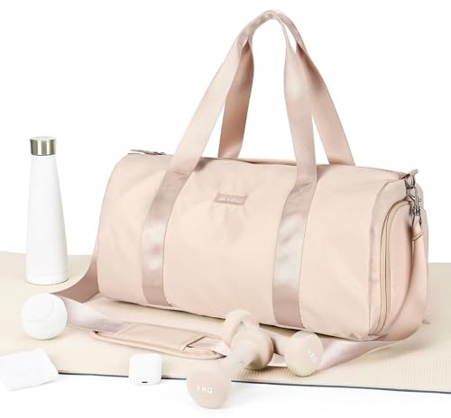 HYC00 Sac de Sport pour Femme Homme Grande Sacs de Fitness avec Compartiments Chaussures et Humide Sac Gym Sport Léger Weekend Duffel Bag Imperméable Sacs D'entraînement Voyage Yoga,Beige
