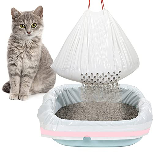 56 Stück 79,9 x 45,7 cm Sieb-Katzentoilette, groß, dick, mit Löchern, tragbar, dick, Katzentoilette, Kordelzug, Katzentoiletten, Liner für Haustiere, Katzentoilette, Zubehör
