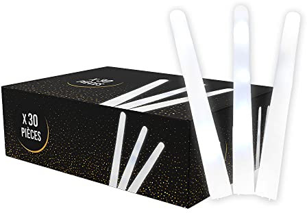 Set di 30 bastoncini luminosi a LED, colore bianco, 40 cm, in schiuma luminosa, per matrimoni e feste, 3 modalità di lampeggiamento, consegna 24/48 ore, SPARKLERS CLUB