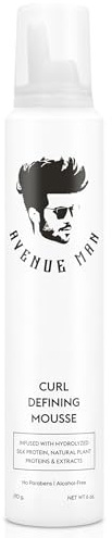 Avenue Man Curl Defining Mousse - Lightweight Styling Curl Foam for Defined, Frizz-Free Curls - Curly & Wavy Hair Mousse for Men with Argan Oil and Green Tea Controls Frizz & Adds Shape - (6.0 Oz)