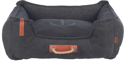 TRIXIE Hundebett BE Nordic Föhr 60x50 cm in schwarz – eckiger Hundekorb für kleine & große Hunde - gemütliches Hundekörbchen mit praktischem Tragegriff - weich & waschbar - 37450