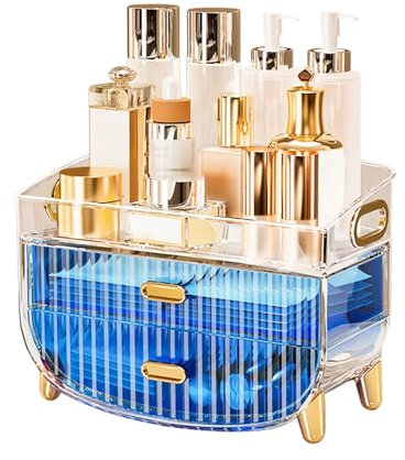 Make Up Organizer mit Schubladen,Kosmetik Aufbewahrungbox für Waschtische, Schminktisch Organizer Box,Schminke Pinsel Aufbewahrungsbox Bad für Dresser Schlafzimmer Badezimmer