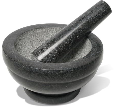 wenco Set di mortaio e pestello in granito Ø 16 cm – perfetto per tritare, macinare e preparare erbe, spezie, pesto – robusto utensile da cucina per la preparazione tradizionale