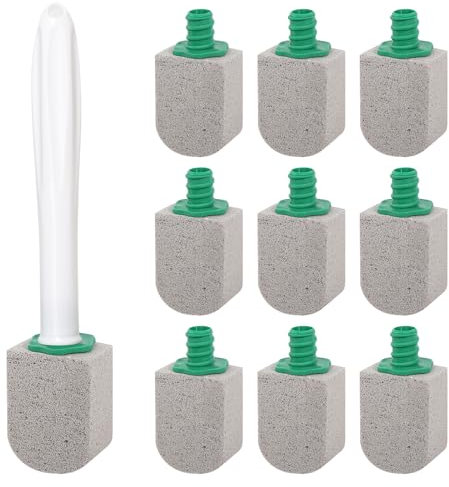 Pierre Ponce WC, 10 Pièces Recharges de Nettoyage Ponce Avec 1 Poignée, Pierre Ponce Brosse Toilettes Brosse De Nettoyage En Pierre Ponce Pour Salle De Bain Toilettes Cuisine