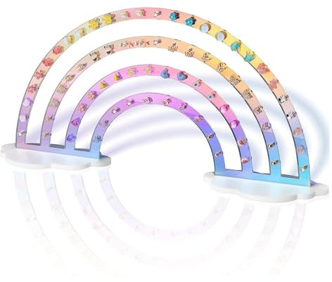 Acrylic Earring Holder, Rainbow Earring Display Stand Organizer, Exquisite Double-Sided Acrylic Earring Organizer Jewelry Rack Display, Iridescent Ear Studs Jewelry Show Rack (Rainbow)
